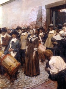 Mary Dyer being led to the gallows in Boston in 1660
